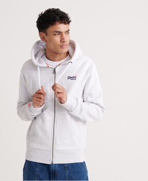 Superdry Orange Label Cipzár Férfi Kapucnis Pulóver Fehér | SOMIP3574